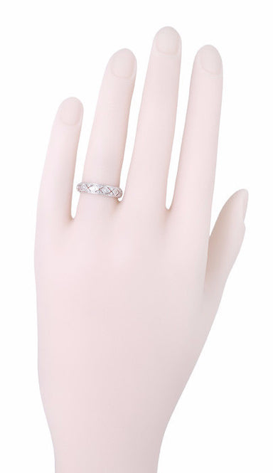 Art Deco Oakdale Diamond Antique Wedding Band in Platinum - Size 5 1/2 - alternate view
