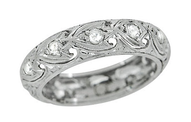 Forestville Art Deco Vintage Diamond Wedding Band in Platinum - Size 6