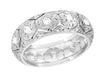 Ardsley Art Deco Honeycomb Filigree Engraved Antique Wide Diamond Wedding Ring in Platinum - Size 6.5
