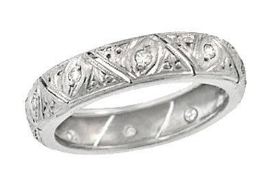 Art Deco Abington Antique Diamond Filigree Wedding Band in Platinum - Size 6 1/2