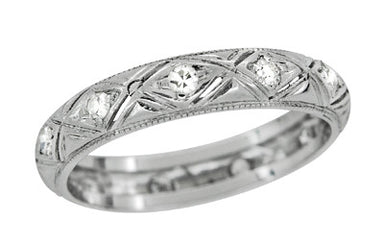 Groton Art Deco Diamond Antique Wedding Band in Platinum - Size 6 1/2