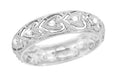 Edwardian Diamonds and Hearts Filigree Antique Wedding Band in Platinum - Size 6 1/2