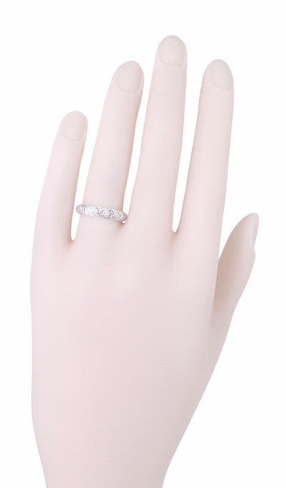 Art Deco Granby Antique Scrolls Platinum and Diamond Wedding Ring - Size 6 3/4 - Item: R1096 - Image: 5