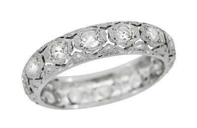 Occum Art Deco Antique Diamond Wedding Band in Platinum - Size 6.25