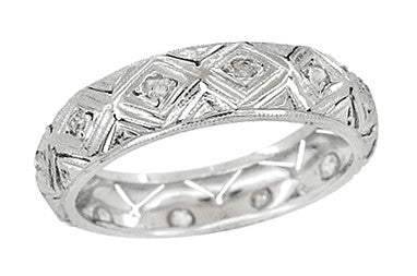 Brookfield Art Deco Antique Rose Cut Diamond Wedding Ring in Platinum - Size 6.5