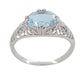 Edwardian Filigree 1.30 Carat Oval Blue Topaz Promise Ring in Sterling Silver