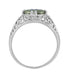 Edwardian Vintage Style Filigree Oval Green Amethyst Promise Ring in Sterling Silver | Prasiolite