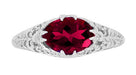 Filigree Edwardian Oval Ruby Promise Ring in Sterling Silver | 1.70 Carats