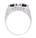 Art Deco Filigree Loving Duo East to West Amethyst Ring in 14 Karat White Gold - February Birthstone