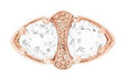 Art Deco 14 Karat Rose Gold Filigree White Topaz Loving Duo Ring