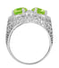 Art Deco Filigree Loving Duo Peridot Ring in 14 Karat White Gold