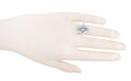 Art Deco Aquamarine Filigree Cocktail Ring in 14 Karat White Gold