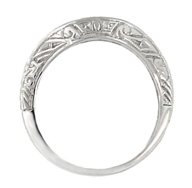 Art Deco Curved Engraved Scrolls Wedding Ring in Platinum - alternate view