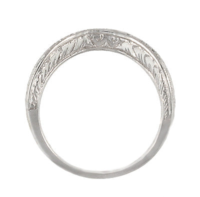 Art Deco Engraved Scrolls Curved Diamond Wedding Ring in Platinum - Item: R1137PD - Image: 6