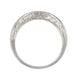 Art Deco Engraved Scrolls Curved Diamond Wedding Ring in Platinum