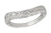 Art Deco Curved Engraved Scrolls Wedding Ring in 14K or 18K White Gold