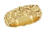 1960's Engraved Roses Wedding Band in 14 Karat Yellow Gold