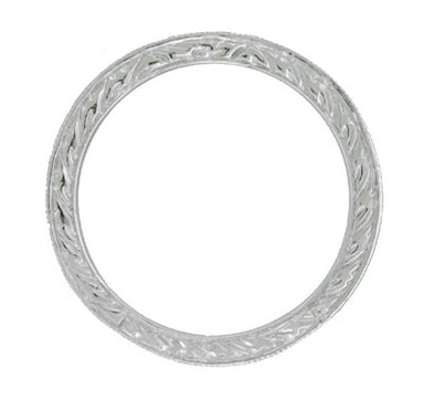 Men's Art Deco 3.75 mm Wide Engraved Wheat Wedding Band Ring in 18 Karat White Gold - alternate view