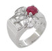 1940's Vintage Style Retro Moderne Ruby Ring in 14 Karat White Gold