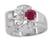 1940's Vintage Style Retro Moderne Ruby Ring in 14 Karat White Gold