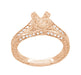 X & O Kisses 1/2 Carat Diamond Engagement Ring Setting in 14 Karat Rose Gold