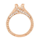 14K Rose Gold X & O Kisses Engagement Ring Setting for a Round 3/4 Carat Diamond