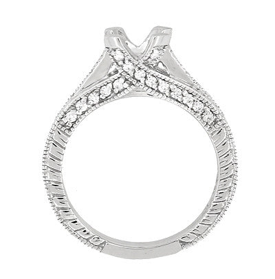 X & O Kisses 1/2 Carat Diamond Engagement Ring Setting in White Gold
