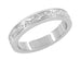 Antique Style Art Deco Flowers and Leaves Millgrain Edged Wedding Band in White Gold