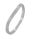 Platinum Art Deco Engraved Wheat Curved Thin Wedding Ring