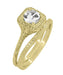 14 Karat Yellow Gold Art Deco Engraved Wheat Contoured Thin Wedding Ring