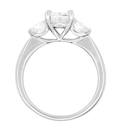Ritani 1 Carat Princess and Heart Shaped Diamonds 3 Stone Engagement Ring in Platinum - 1.60 Carats Total Diamond Weight - Item: R1168 - Image: 3