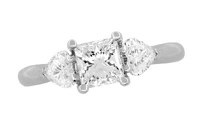 Ritani 1 Carat Princess and Heart Shaped Diamonds 3 Stone Engagement Ring in Platinum - 1.60 Carats Total Diamond Weight - Item: R1168 - Image: 4