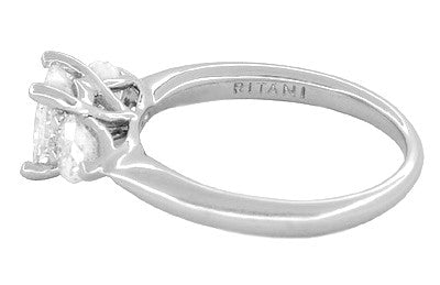 Ritani 1 Carat Princess and Heart Shaped Diamonds 3 Stone Engagement Ring in Platinum - 1.60 Carats Total Diamond Weight - Item: R1168 - Image: 5