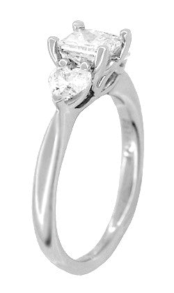 Ritani 1 Carat Princess and Heart Shaped Diamonds 3 Stone Engagement Ring in Platinum - 1.60 Carats Total Diamond Weight - alternate view