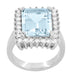 Mid Century Modern Emerald Cut 6.2 Carat Aquamarine Ballerina Ring with Diamonds in 18 Karat White Gold