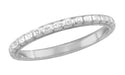 White Rose Art Deco Vintage Heirloom Wedding Band in 18 Karat White Gold | Size 6