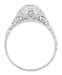 Adaline Edwardian Filigree Dome Antique Solitaire Diamond Engagement Ring in 18 Karat White Gold