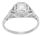 Heirloom Edwardian Vintage High Dome Diamond Filigree Ring 18K White Gold - R1182