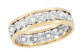 Antique Edwardian Diamond Wedding Band in Platinum and 14K Yellow Gold - Size 8