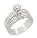 Starburst 1960's Diamond Engagement Ring and Wedding Band Set in 14 Karat White Gold