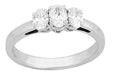 1980's Vintage Three Oval Diamonds Engagement Ring in 14 Karat White Gold