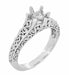 Filigree Flowing  Scrolls Edwardian Engagement Ring Setting for a 3/4 Carat Diamond in 14 Karat White Gold