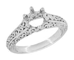 Vintage Style Filigree Flowing Scrolls 1/2 Carat Diamond Engagement Ring Setting in 14 Karat White Gold