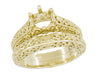 Filigree Flowing  Scrolls Engagement Ring Setting for a 3/4 Carat Diamond in 14 Karat Yellow Gold