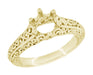 Filigree Flowing  Scrolls Engagement Ring Setting for a 3/4 Carat Diamond in 14 Karat Yellow Gold