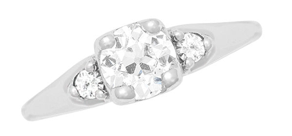 Delano Mid Century Modern 0.57 Carat Vintage Old Mine Cut Diamond Engagement Ring in 14 Karat White Gold - Item: R1197 - Image: 4