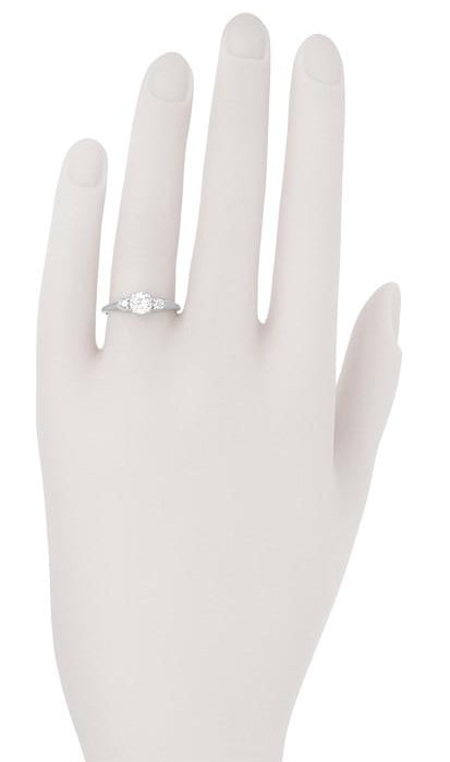 Delano Mid Century Modern 0.57 Carat Vintage Old Mine Cut Diamond Engagement Ring in 14 Karat White Gold - Item: R1197 - Image: 6