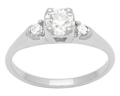 Delano Mid Century Modern 0.57 Carat Vintage Old Mine Cut Diamond Engagement Ring in 14 Karat White Gold - alternate view