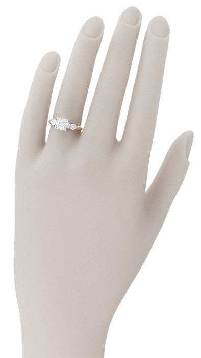 Hallie 1950's Vintage 1 Carat Diamond Engagement Ring in Two-Tone 14 Karat White and Yellow Gold - Item: R1199 - Image: 6