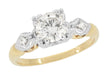Hallie 1950's Vintage 1 Carat Diamond Engagement Ring in Two-Tone 14 Karat White and Yellow Gold